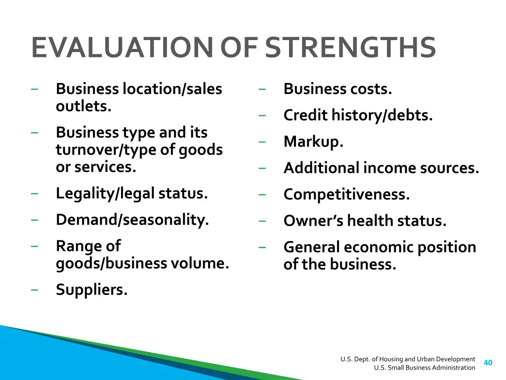 evaluation of strengths