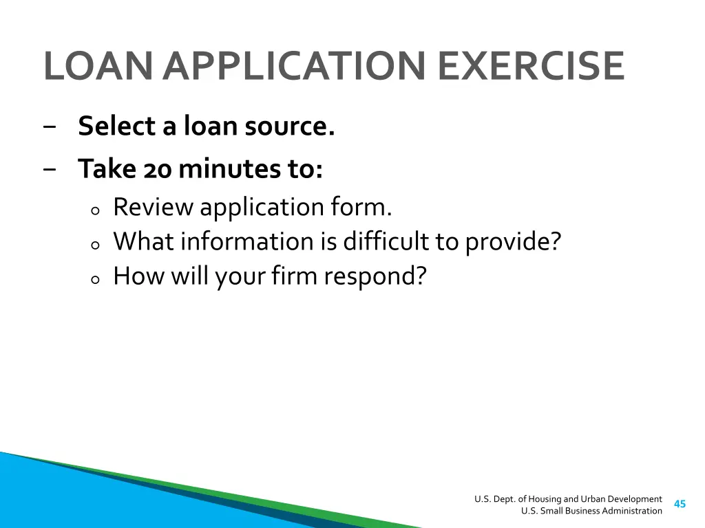 loan application exercise