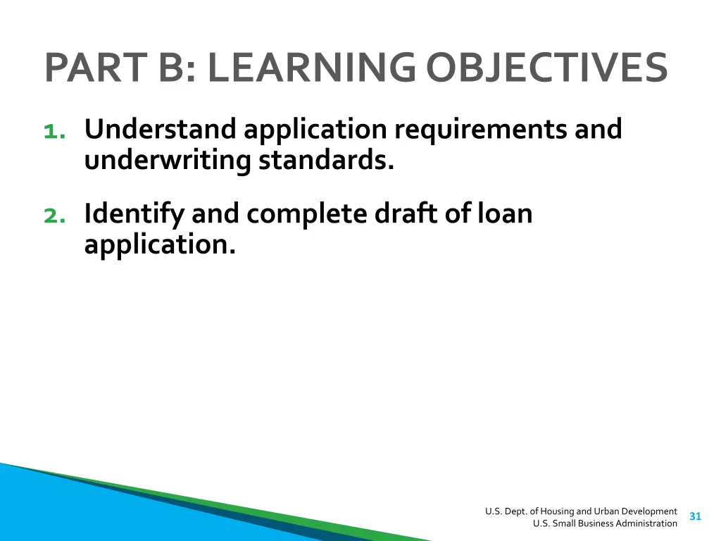 part b learning objectives