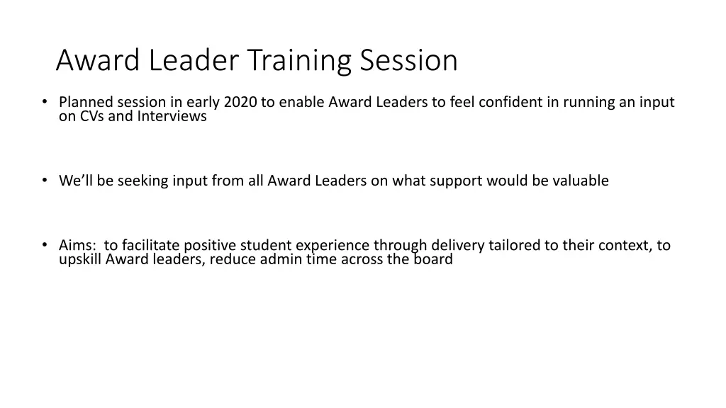 award leader training session