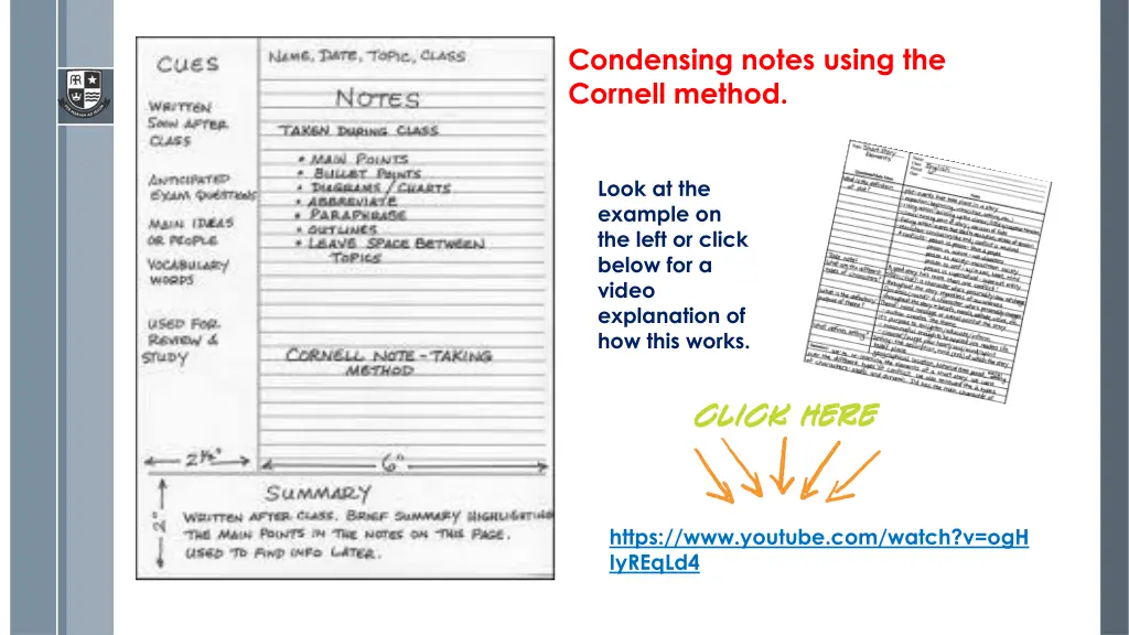 condensing notes using the cornell method