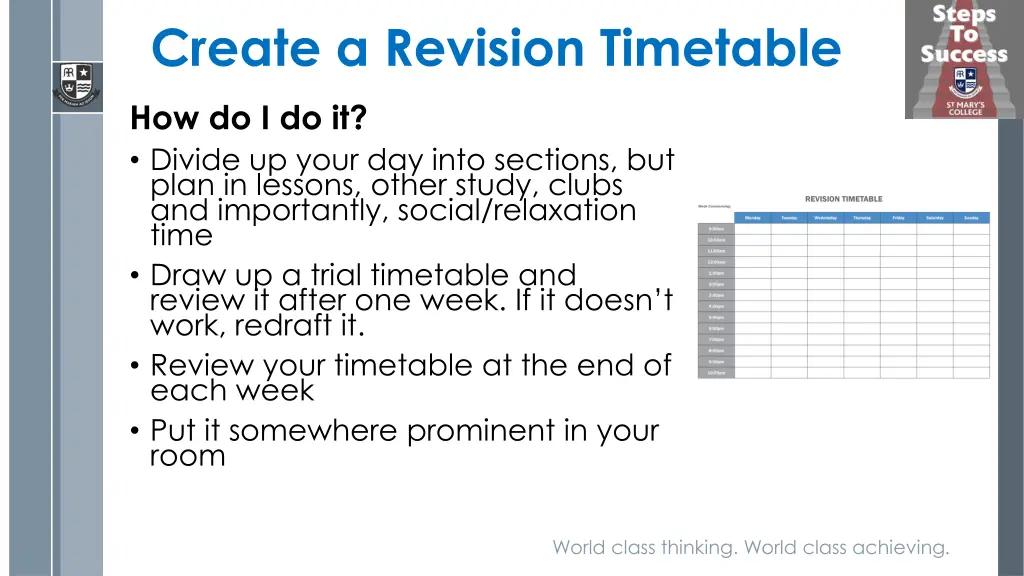 create a revision timetable 1