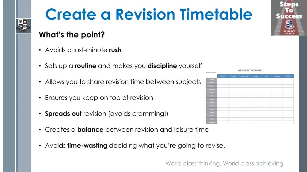 create a revision timetable