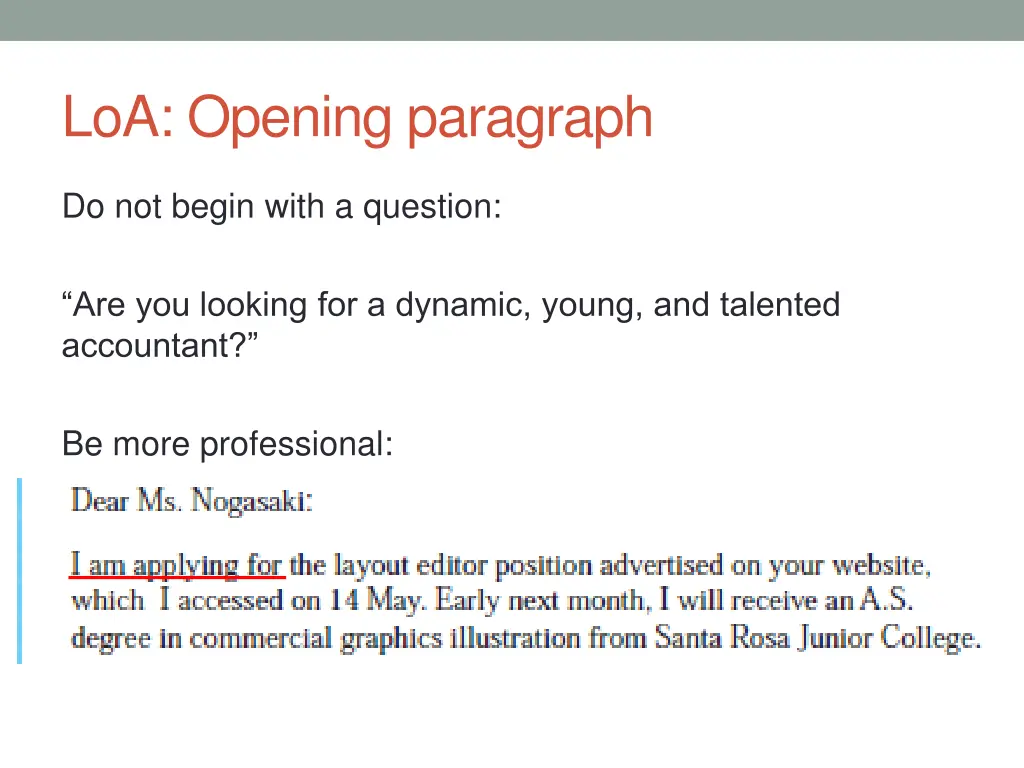 loa opening paragraph 1