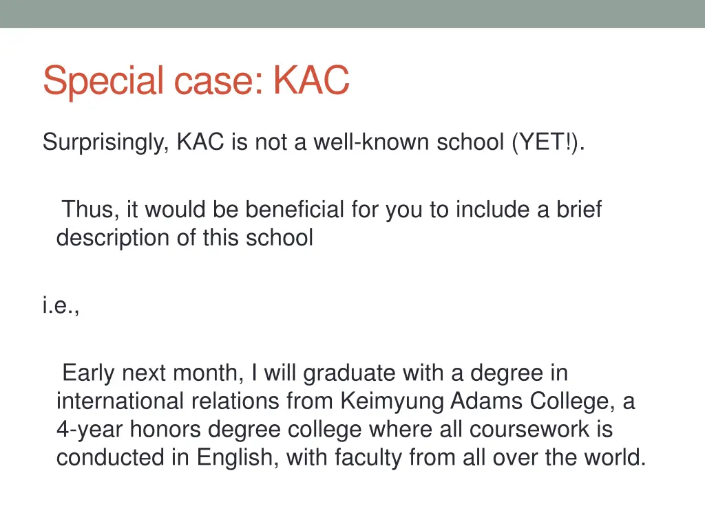 special case kac