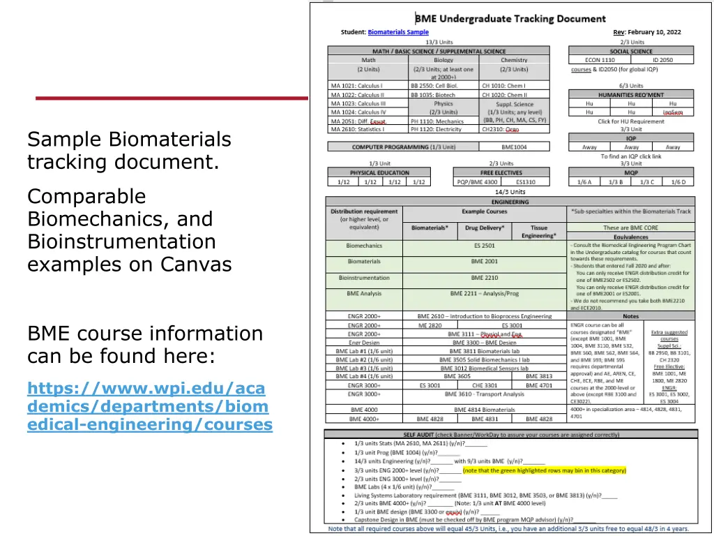 sample biomaterials tracking document