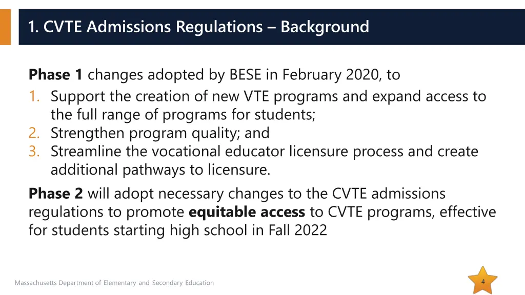 1 cvte admissions regulations background
