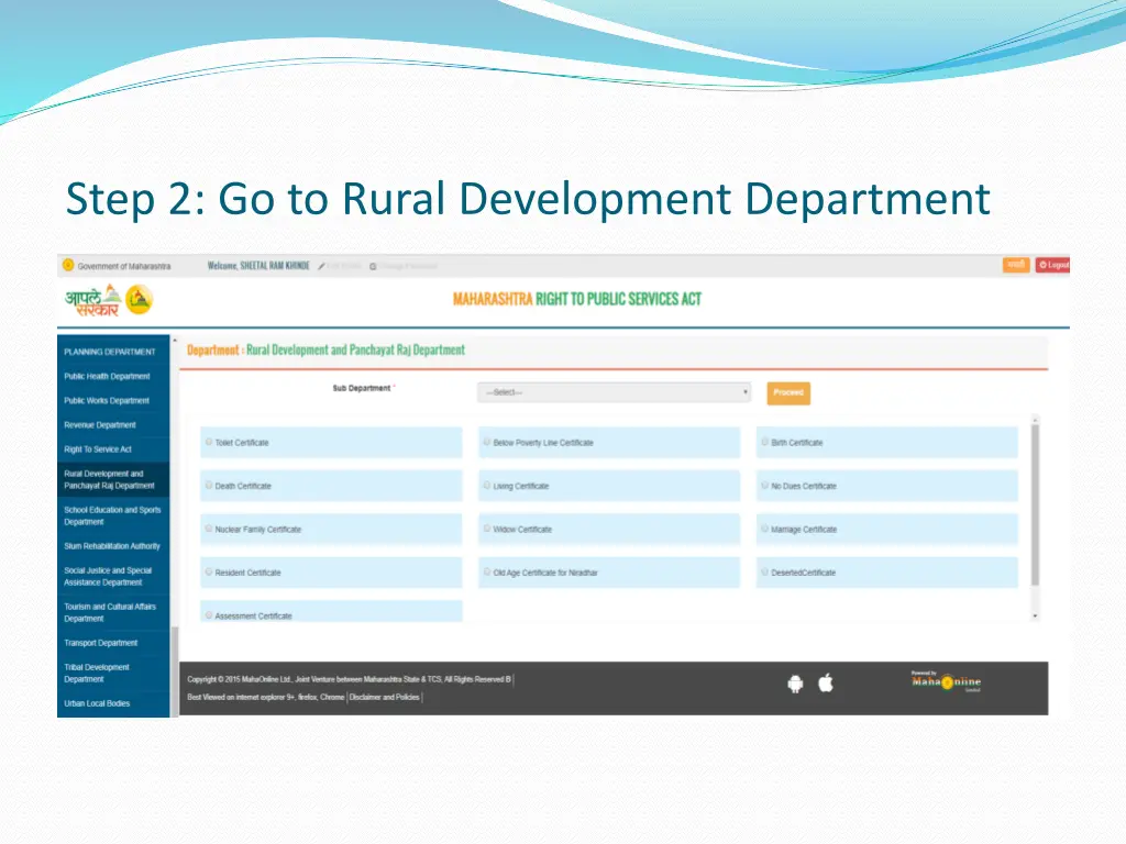 step 2 go to rural development department