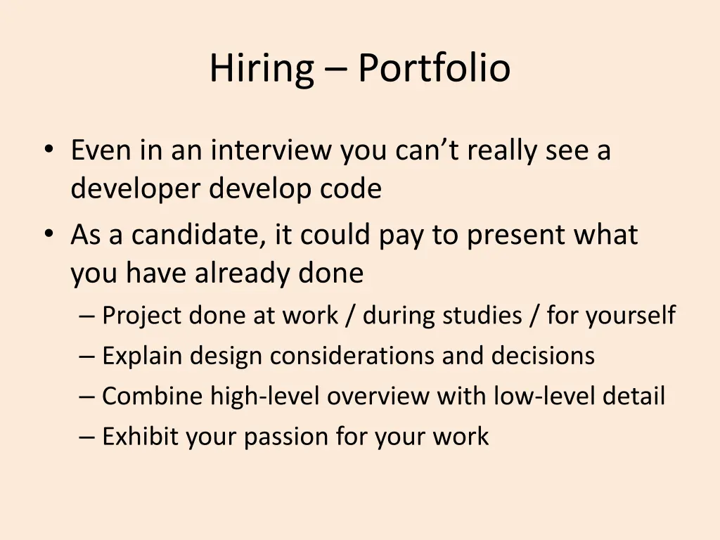 hiring portfolio
