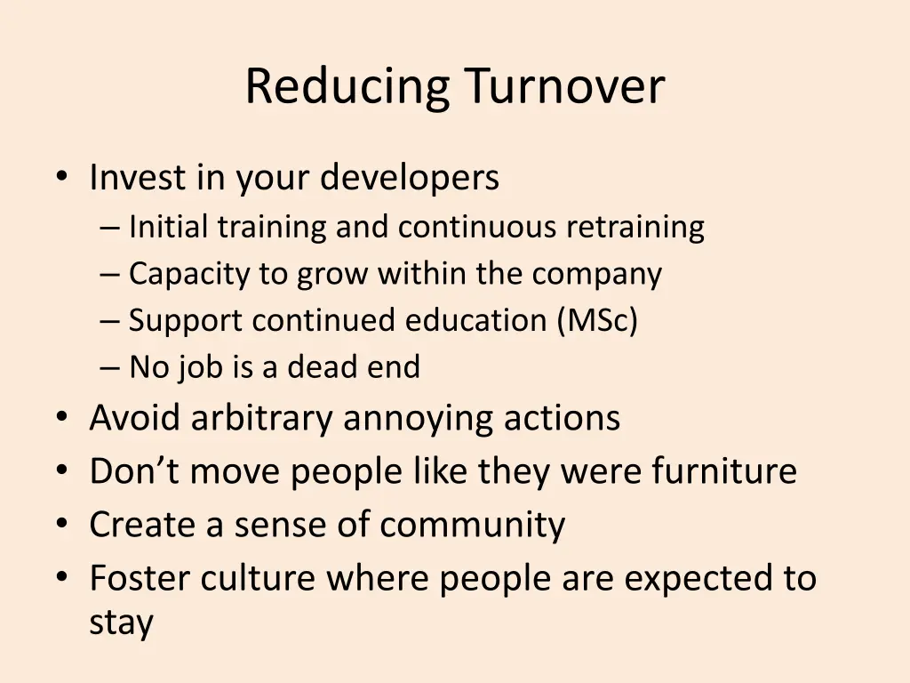reducing turnover