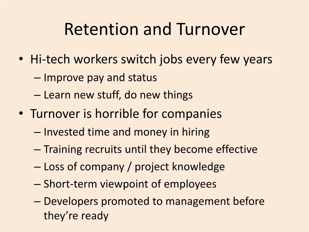retention and turnover