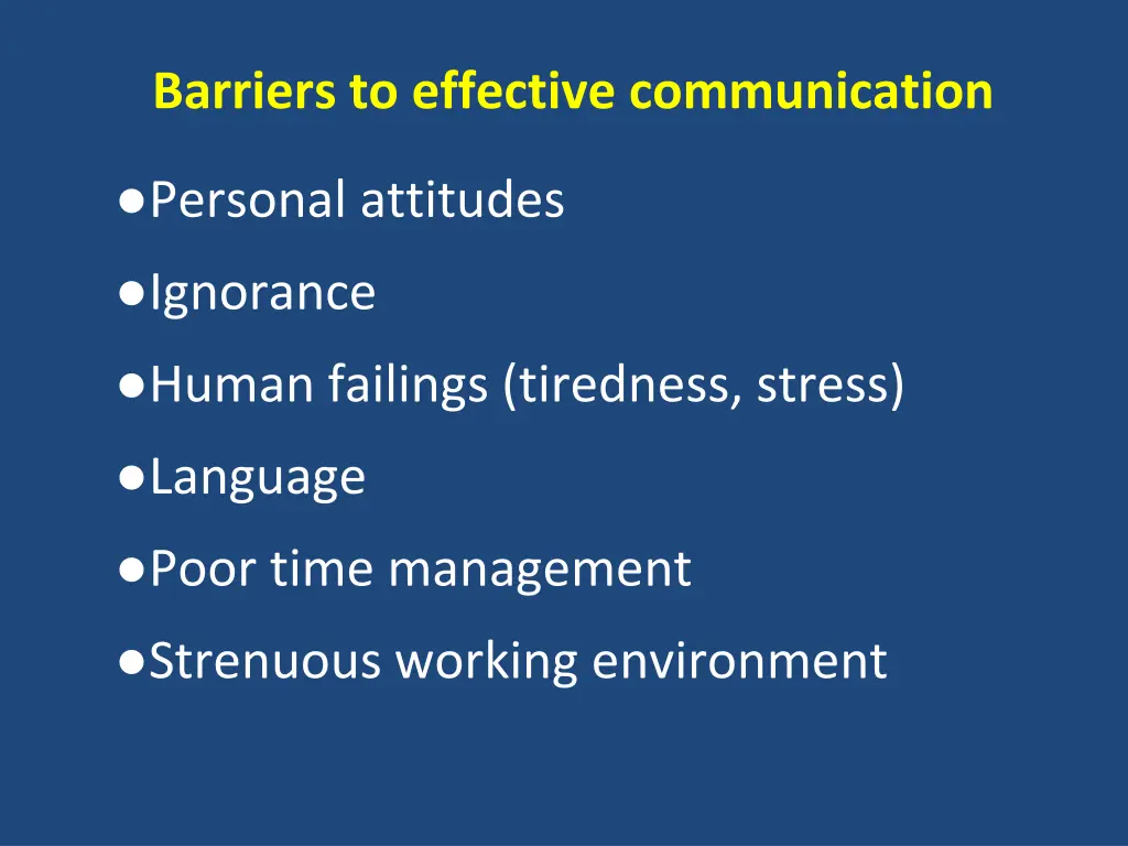 barriers to effective communication