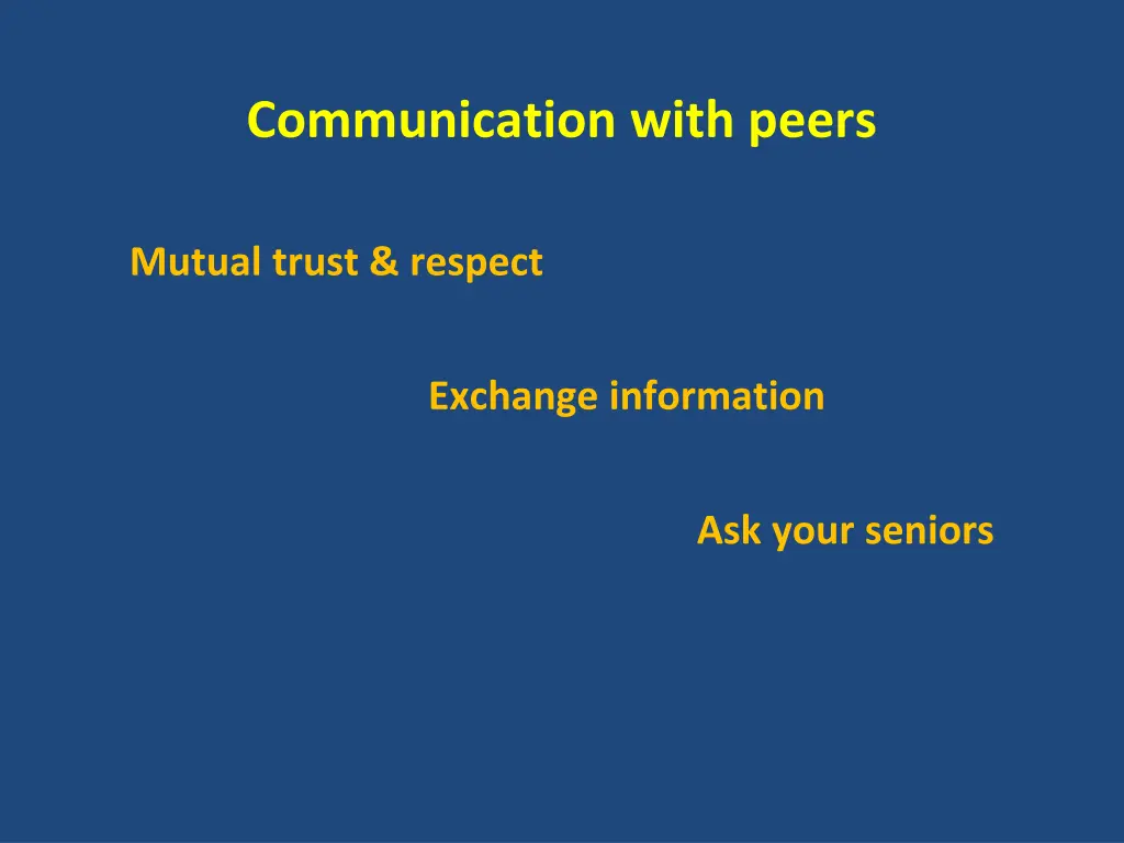communication with peers