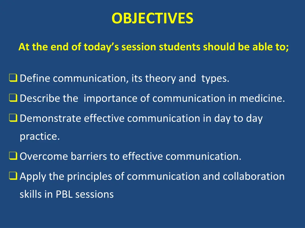 objectives