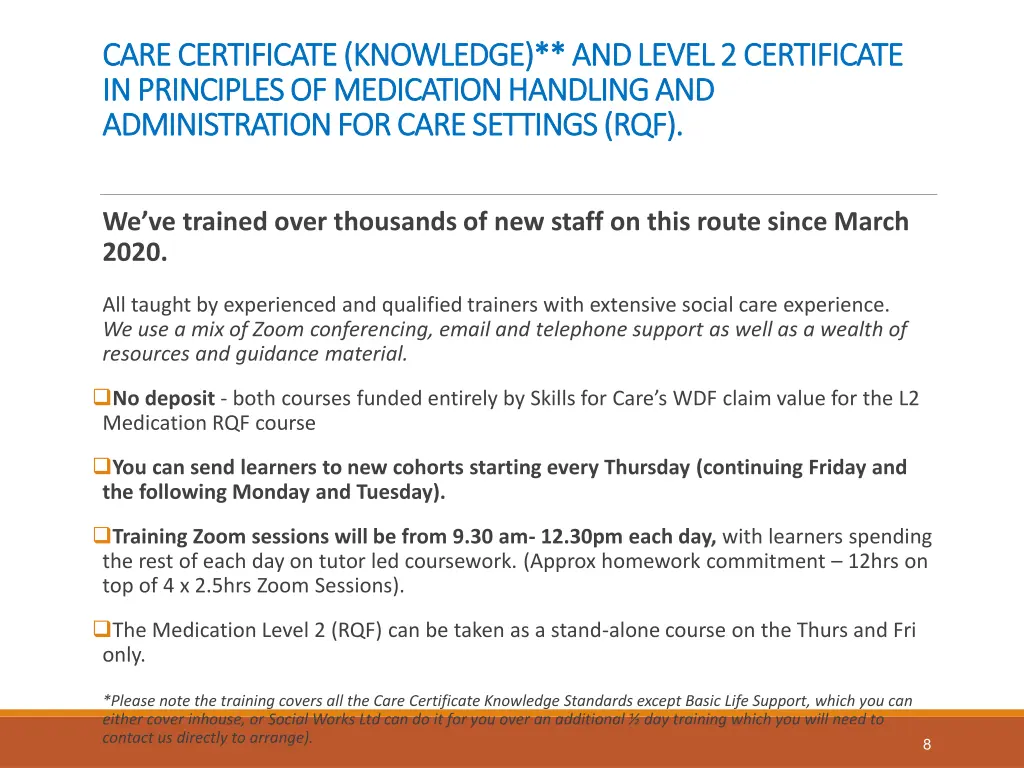 care certificate knowledge and level