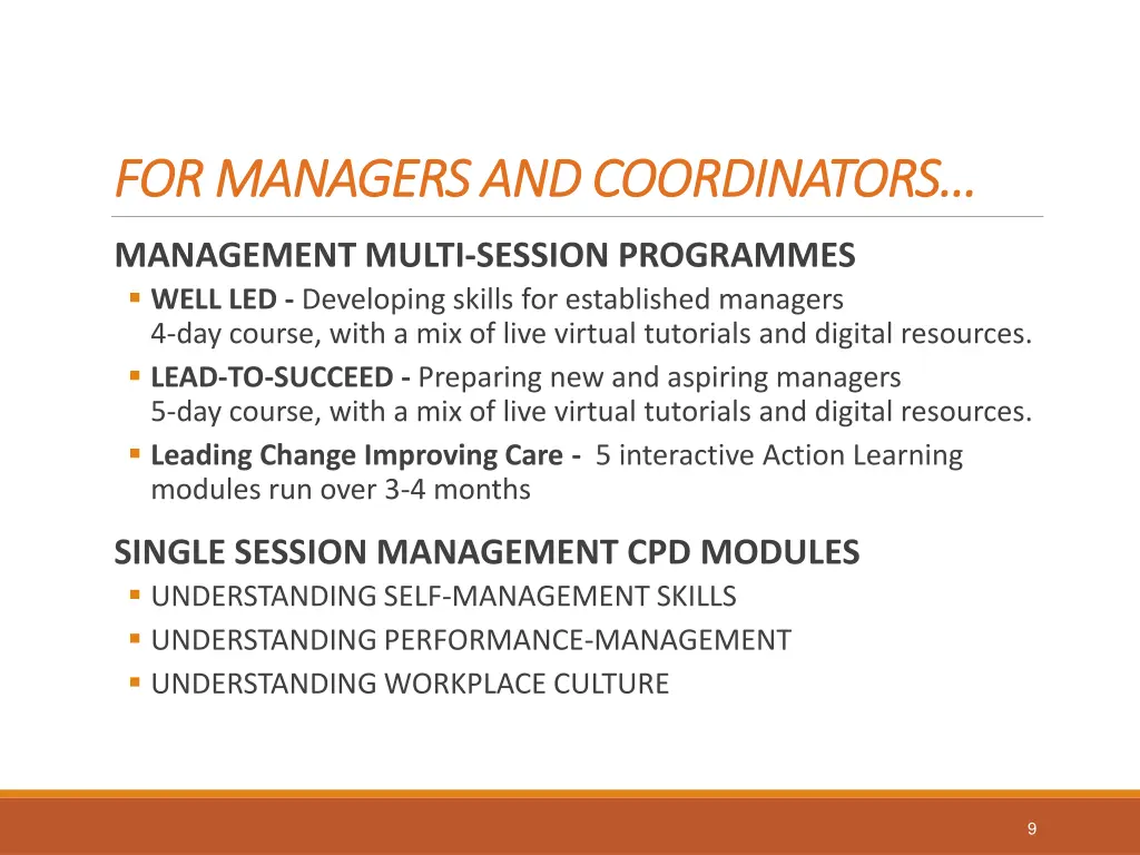 for managers and coordinators for managers