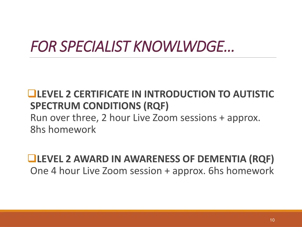 for specialist knowlwdge for specialist knowlwdge