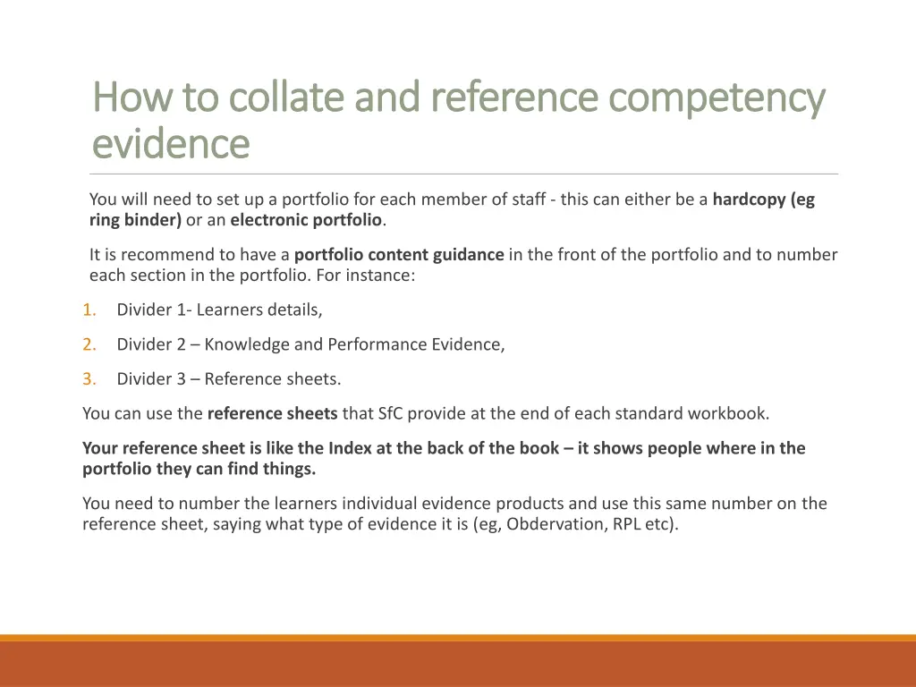 how how to collate and reference competency