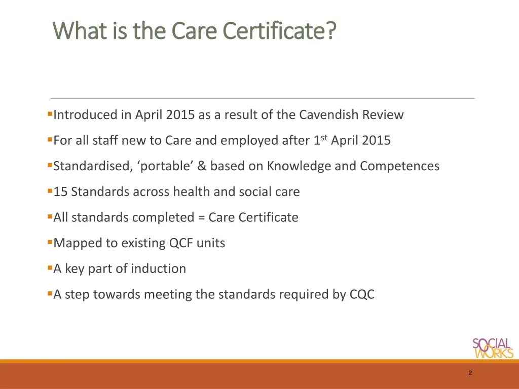 what is the care certificate what is the care