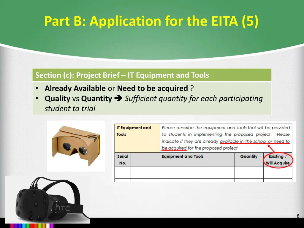 part b application for the eita 5