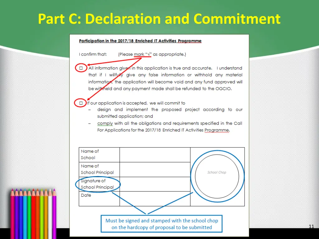 part c declaration and commitment
