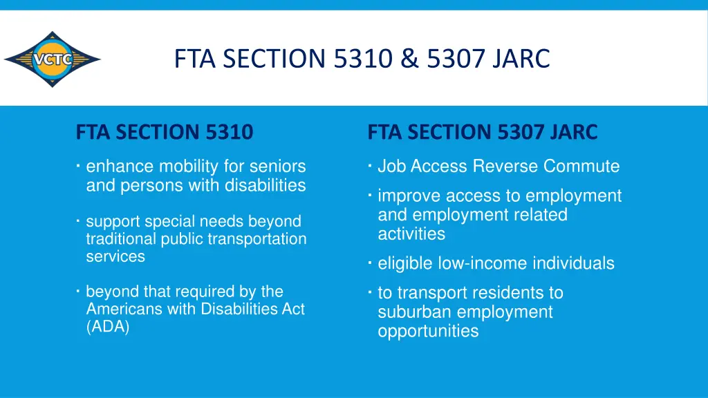fta section 5310 5307 jarc