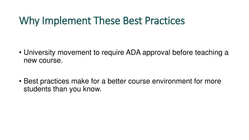 why implement these best practices why implement