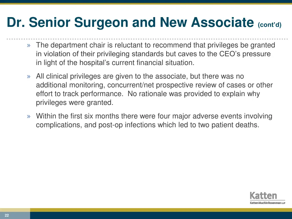 dr senior surgeon and new associate cont d