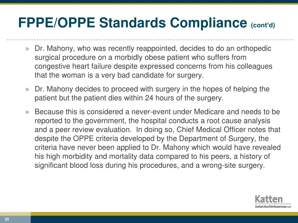 fppe oppe standards compliance cont d