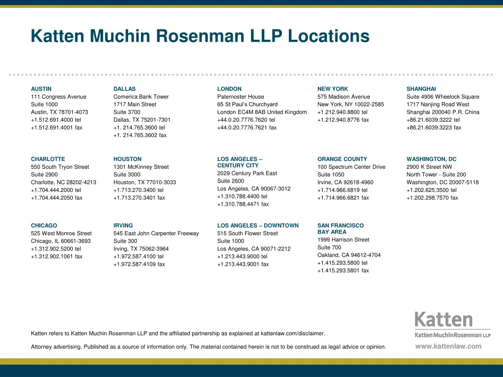 katten muchin rosenman llp locations