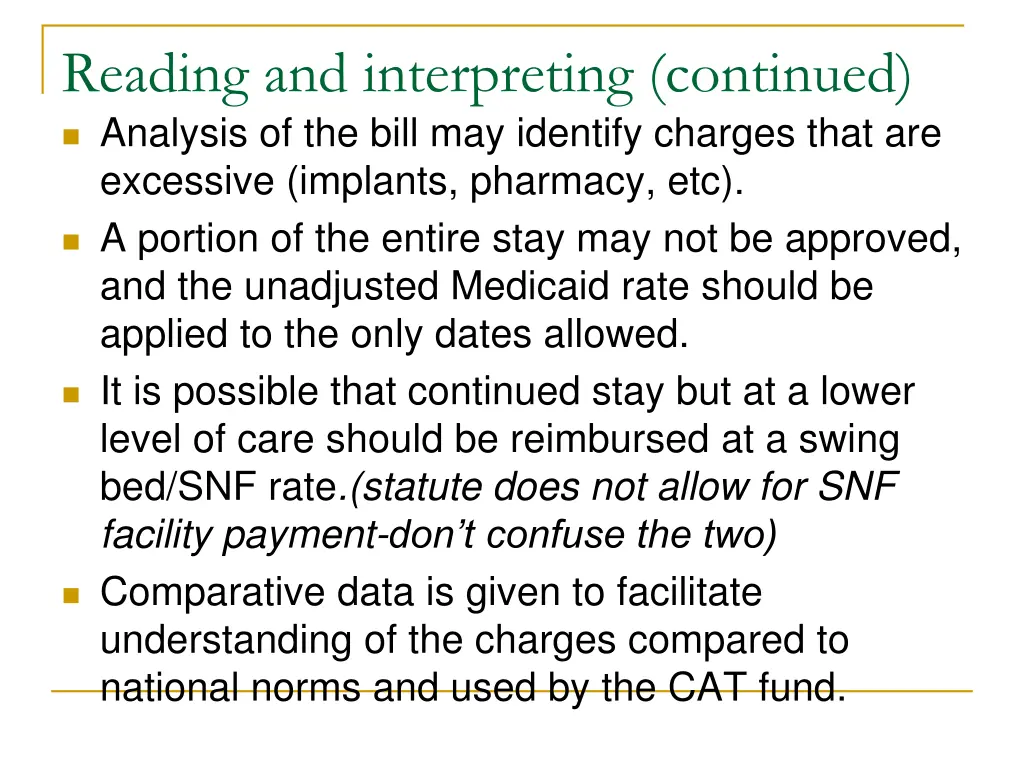reading and interpreting continued analysis