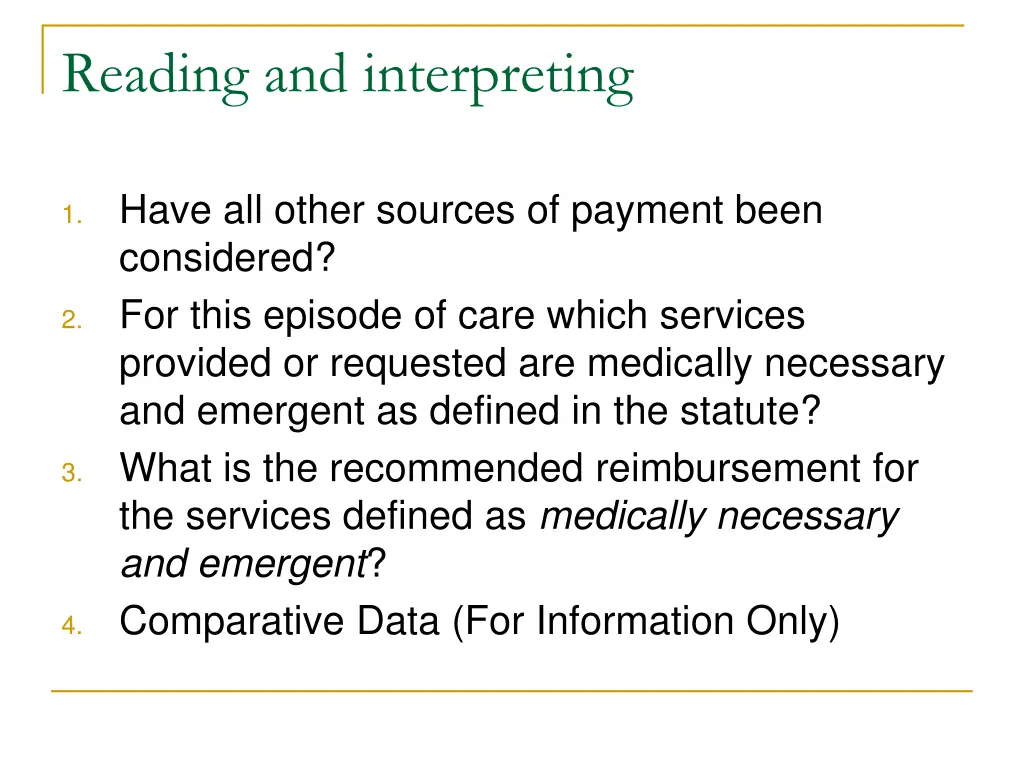 reading and interpreting