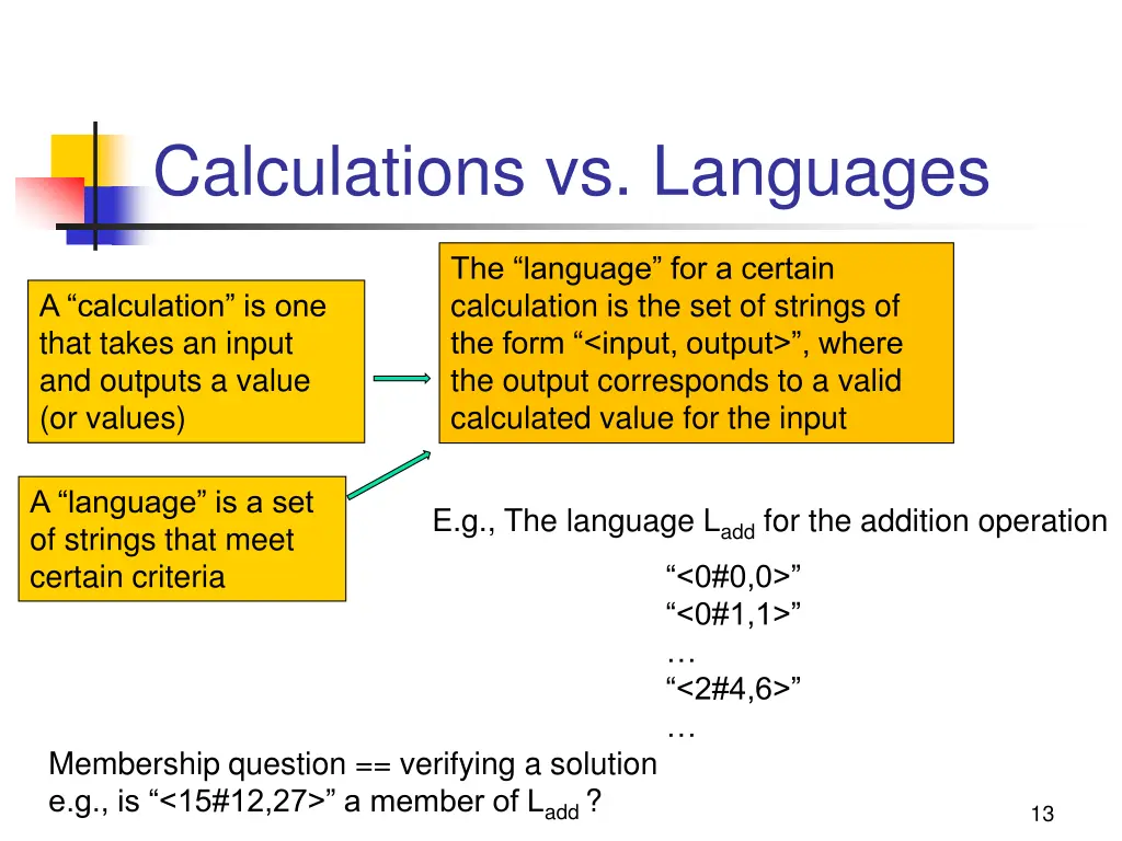 calculations vs languages