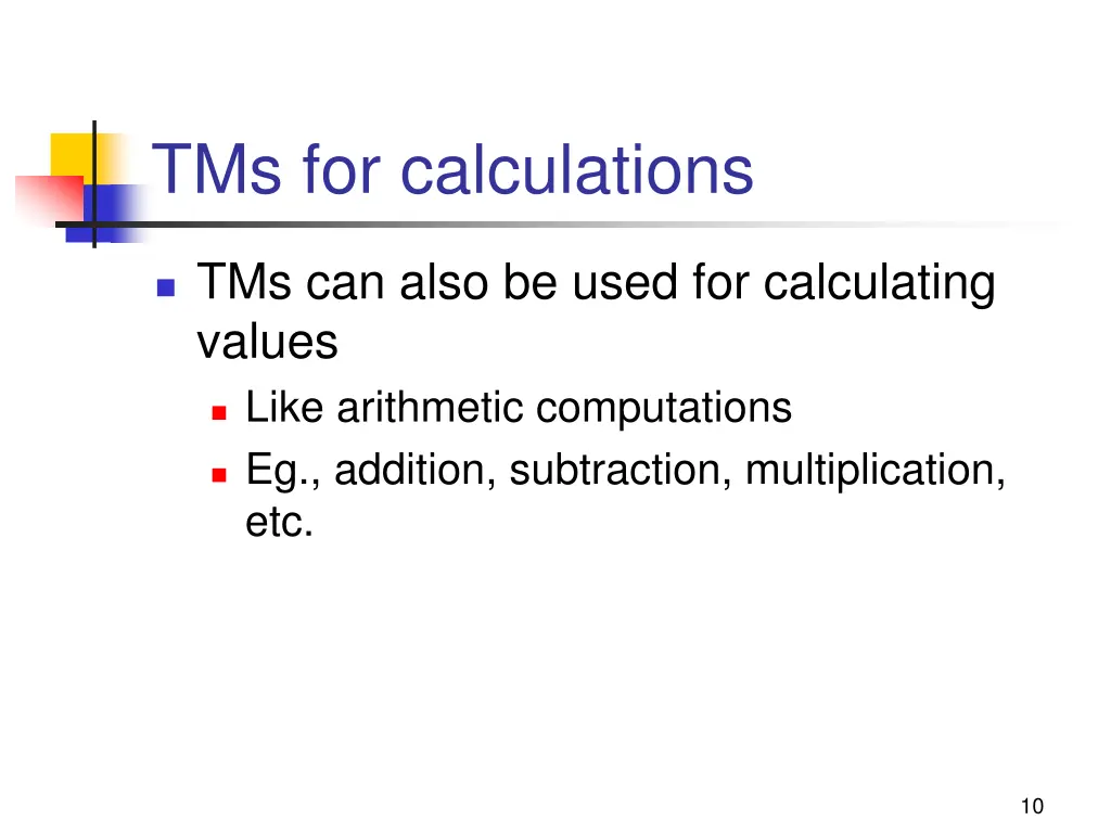 tms for calculations