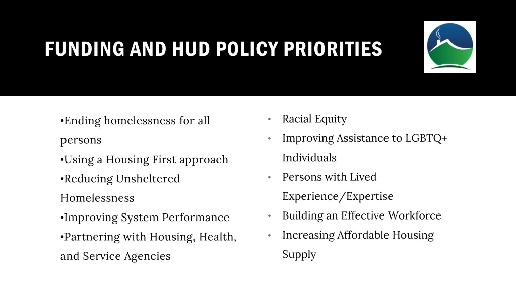 funding and hud policy priorities