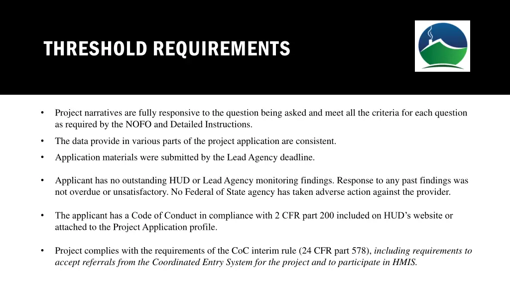 threshold requirements 1