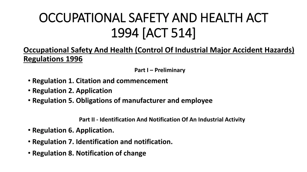 occupational safety and health act occupational