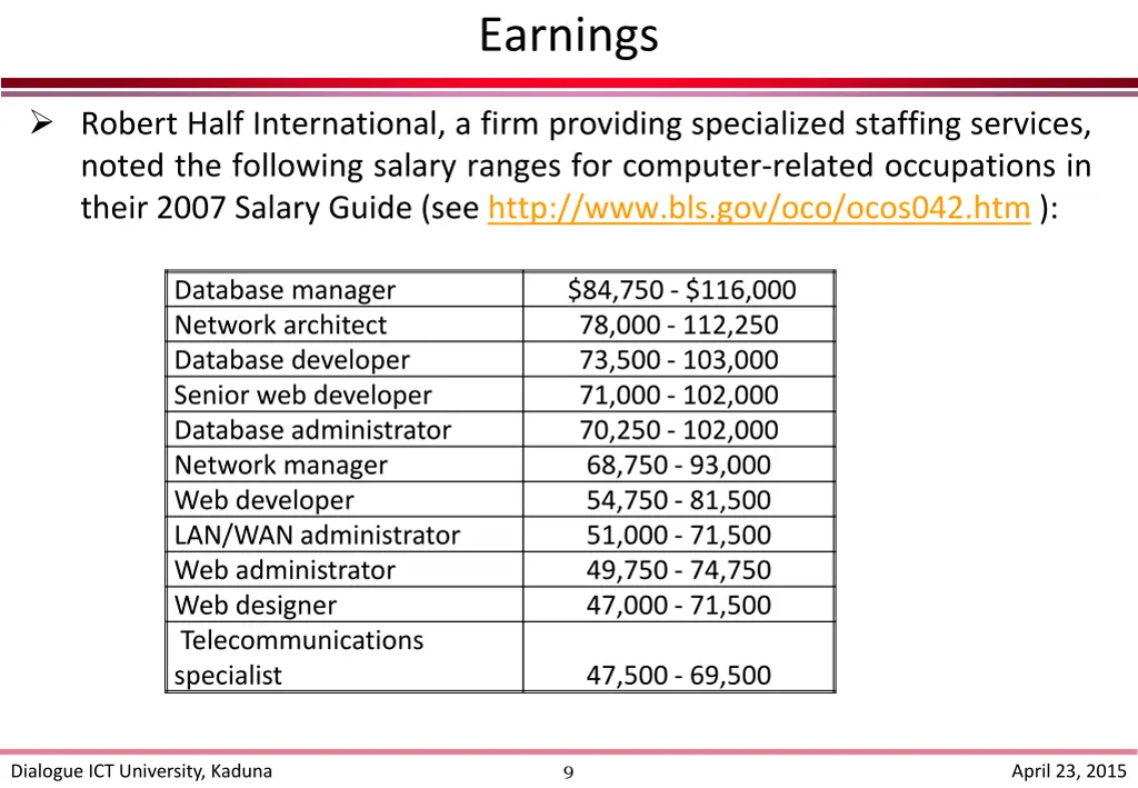 earnings