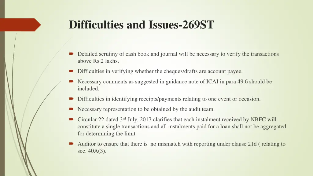 difficulties and issues 269st