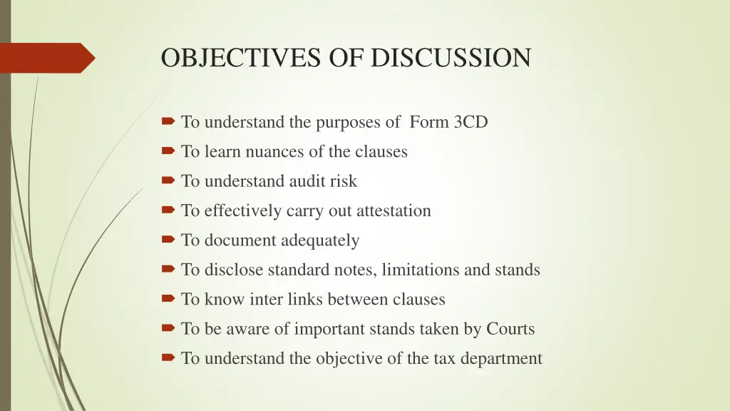 objectives of discussion