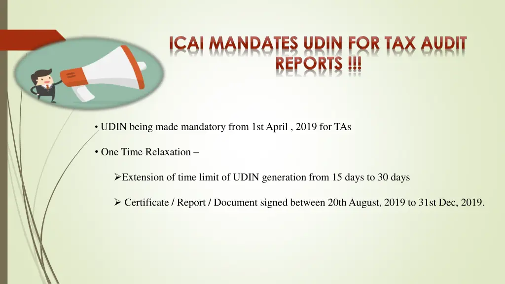 udin being made mandatory from 1st april 2019