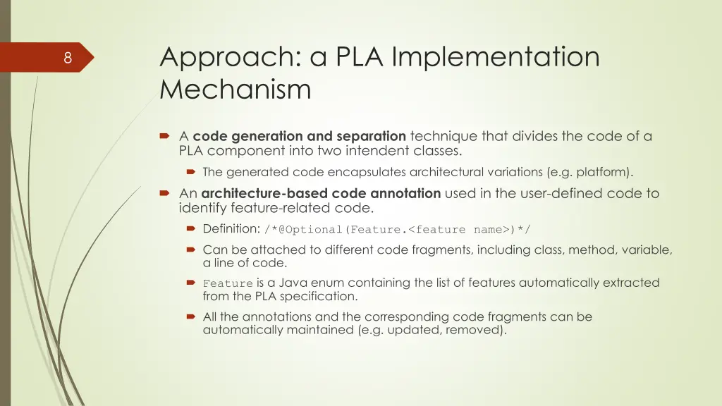 approach a pla implementation mechanism