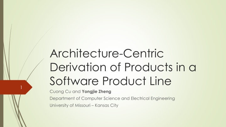architecture centric derivation of products