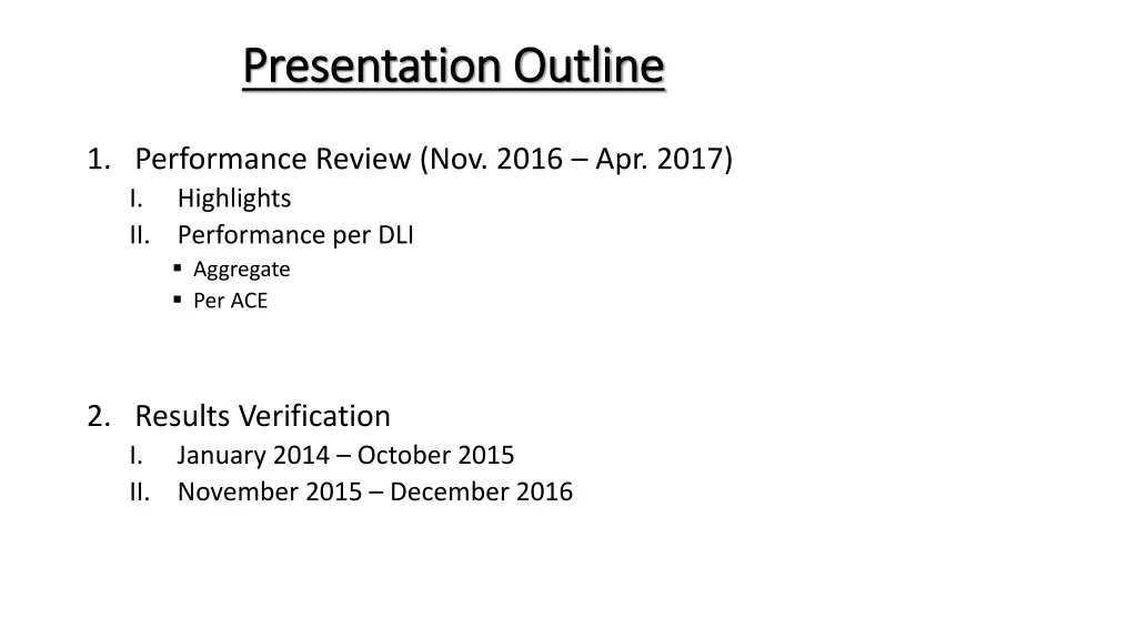 presentation outline presentation outline