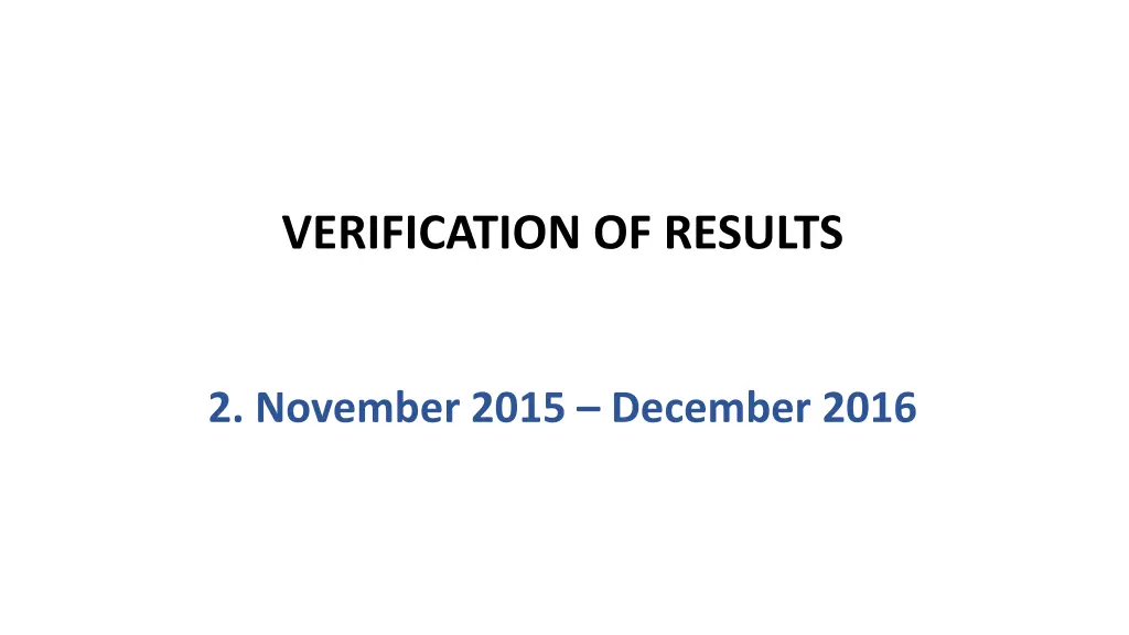 verification of results 1