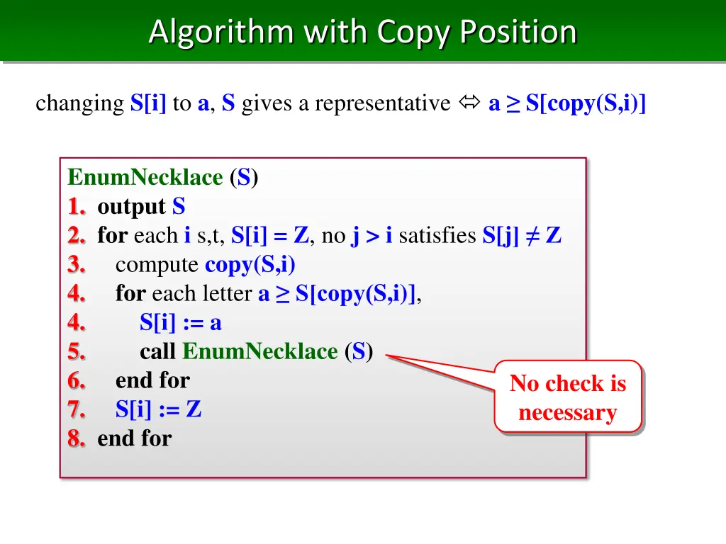 algorithm with copy position