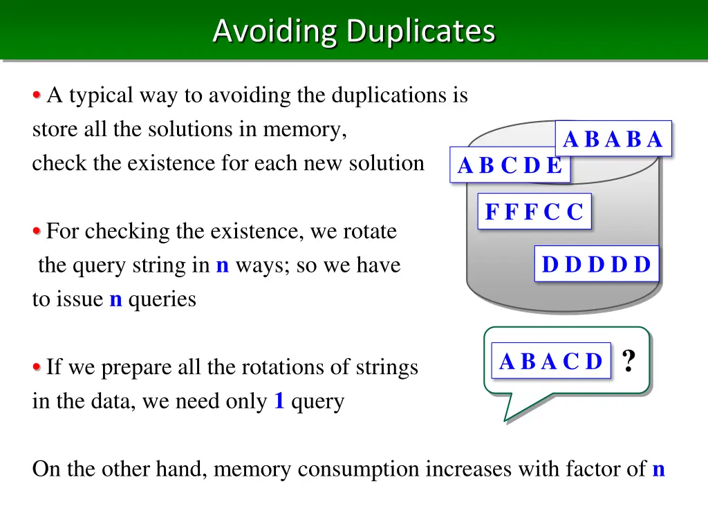 avoiding duplicates