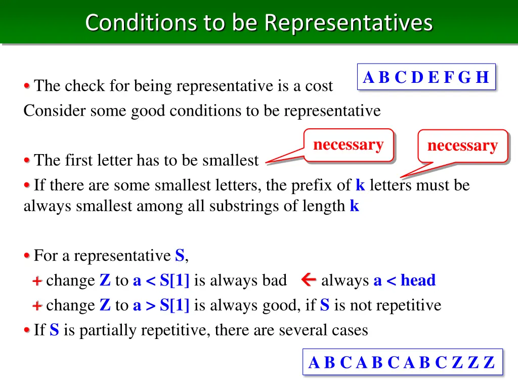 conditions to be representatives