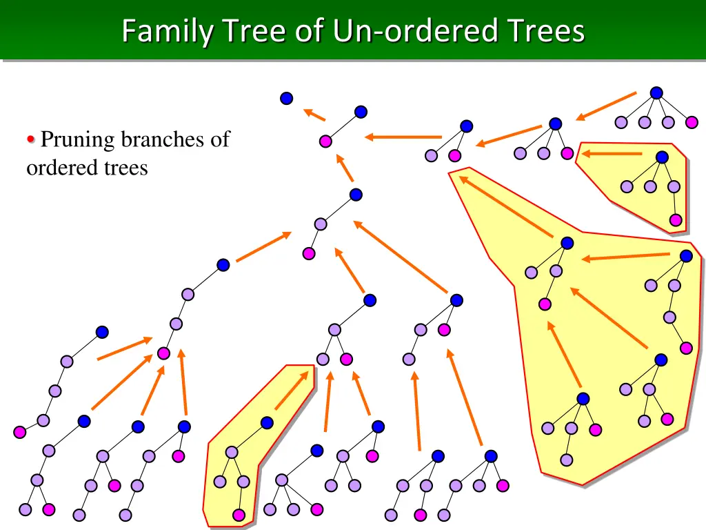 family tree of un ordered trees
