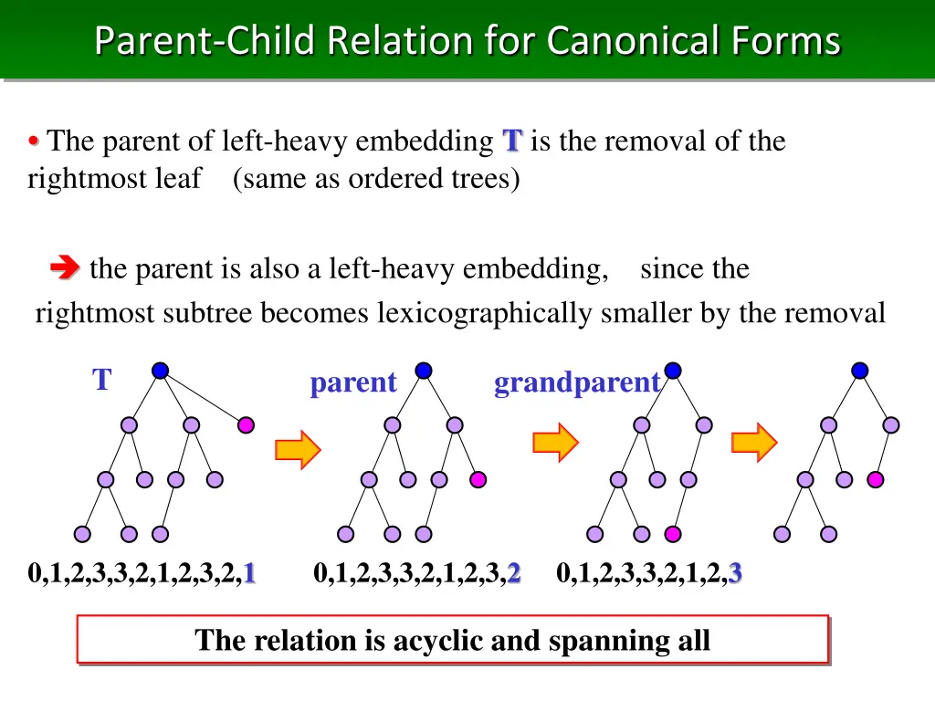 parent child relation for canonical forms